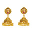 22K Gold Antique Temple Bridal Necklace Set with Ruby & CZ (45.8g)