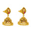 22K Yellow Gold Temple Jhumka Earrings w/ Ruby, CZ (8.9g)