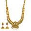 22K Antique Gold Temple Necklace Set w/ Emerald, Ruby (80.6g)