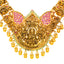 22K Gold Antique Lakshmi Necklace Set w/ Emerald, Ruby & CZ (86.2g)