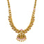 22K Gold Antique Lakshmi Necklace Set w/ Emerald, Ruby, CZ (63.2g)