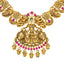 22K Gold Antique Lakshmi Necklace Set w/ Emerald, Ruby, CZ (63.2g)