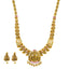 22K Gold Temple Bridal Necklace Set with Ruby, Emerald & CZ (52.2g)