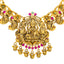 22K Gold Temple Bridal Necklace Set with Ruby, Emerald & CZ (52.2g)