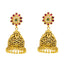 22K Gold Antique Jhumka Earrings w, Emerald, Ruby, CZ (17.1g)
