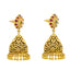 22K Gold Antique Jhumka Earrings w, Emerald, Ruby, CZ (17.1g)