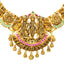 22K Gold Temple Bridal Necklace Set w/ Emerald, Ruby (82.3 grams)