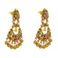 22K Antique Gold Temple Chandbali Earrings with Ruby (15.7g)