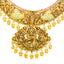 22K Antique Gold Temple Necklace Set w/ Emerald, Ruby, CZ (88.9g)