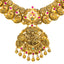 22K Antique Gold Temple Necklace Set w/ Emerald, Ruby, CZ (81.8 grams)