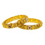 22K Gold Antique Temple Bangle Pair size 2.6 w/ Pearl (35.1g)
