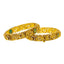 22K Gold Antique and Emerald Temple Bangle Pair size 2.6 (38.2g)