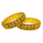 22K Gold Antique Temple Bangle Pair size 2.4 w/ Emerald, Ruby (39.5g)