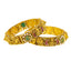 22K Gold Temple Bangles size 2.4 w/ Emerald, Ruby, Pearls (47.6g)