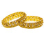 22K Antique Lakshmi Bangle Pair size 2.4 w/ Ruby, Pearl (39.2g)