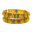 22K Gold Emerald Ruby Antique Temple Bangle Pair size 2.6 (39.7g)
