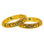 22K Gold Antique Temple Bangle Pair size 2.4 w/ Emerald (38.5g)