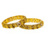 22K Gold Antique Temple Bangle Pair size 2.4 w/ Ruby & Pearls (33.7g)