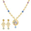 22K Yellow Gold Fancy Necklace Set w/ CZ & Enamel (24gm)