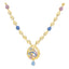 22K Yellow Gold Fancy Necklace Set w/ CZ & Enamel (24gm)