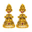 22K Antique Gold, CZ, Emerald, & Ruby Lakshmi Necklace & Jhumki Set (64.2gm)