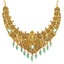 22K Antique Gold Lakshmi Bridal Necklace w/ Emerald, Ruby (26g)