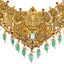 22K Antique Gold Bridal Lakshmi Emerald Necklace (43.1g)