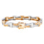 18K Multi Tone Gold Rectangle Link Men's Bracelet, 5mm (26.3g)