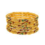 22K Yellow Gold Meenakari Bangles Pair of 6, size 2.4 (81.8 g)
