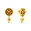 22K Yellow Gold Antique Ruby CZ Temple Necklace Set (31.8 grams)