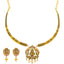 22K Yellow Gold Antique Ruby CZ Temple Necklace Set (29.2 grams)