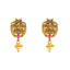 22K Antique Yellow Gold Ruby CZ Temple Earrings (3.5 grams)