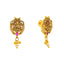 22K Antique Yellow Gold Ruby CZ Temple Earrings (3.5 grams)