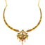 22K Yellow Gold Antique Ruby CZ Temple Necklace Set (29.2 grams)