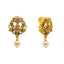 22K Yellow Gold Antique Temple CZ Pearl Drop Earrings (4.4 grams)