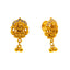 22K Yellow Gold Antique CZ Temple Earrings (3.9 grams)