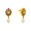 22K Yellow Gold Antique CZ Pearl Temple Earrings (3.1 grams)