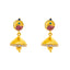22K Yellow Gold CZ Temple Jhumka Drop Earrings (5.8 grams)