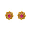 22K Yellow Gold Ruby Antique Temple Stud Earrings (4.2 grams)