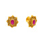 22K Yellow Gold Ruby Antique Temple Stud Earrings (4.2 grams)