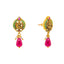 22K Yellow Gold Ruby CZ Antique Temple Earrings (4.5 grams)