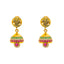 22K Yellow Gold Ruby CZ Temple Jhumka Earrings (6.7 grams)
