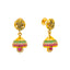 22K Yellow Gold Ruby CZ Temple Jhumka Earrings (6.7 grams)