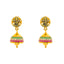 22K Yellow Gold Ruby CZ Temple Jhumka Earrings (5.9 grams)