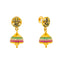 22K Yellow Gold Ruby CZ Temple Jhumka Earrings (5.9 grams)