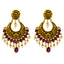 22K Antique Gold Long Lakshmi Necklace & Chandbali Earrings w/ Ruby & Pearls (156 grams)