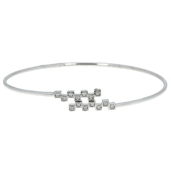 18K White Gold & 0.12 ct Diamond Bangle (3.9 grams)
