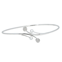 18K White Gold & 0.11 ct Diamond Bangle (4.07 grams)
