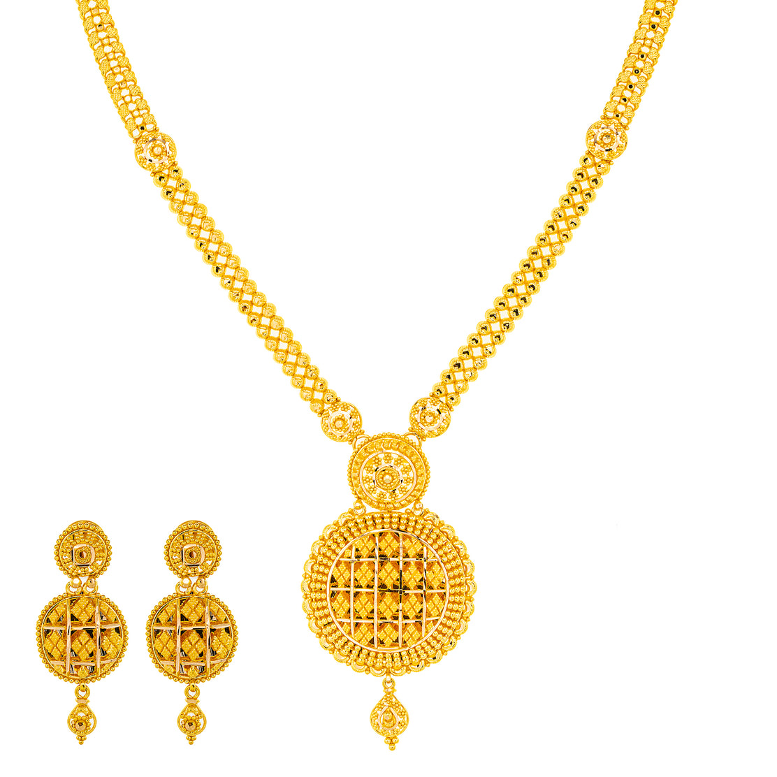 22K Yellow Gold Necklace Earring Set 37.8 grams Virani Jewelers