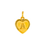 22K Yellow Gold Letter "A" Heart Pendant (0.9 grams)